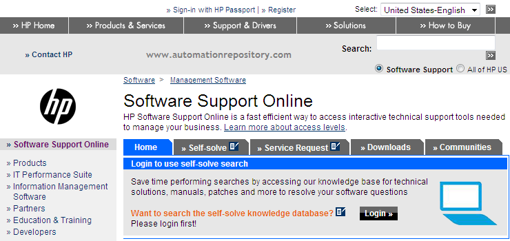 Hp Support OpenView Page