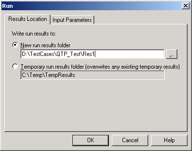 QTP Run Dialog Box