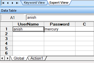 Add singe row of data in QTP Data Table