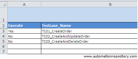 QTP Hybrid Framework - Batch excel sheet structure