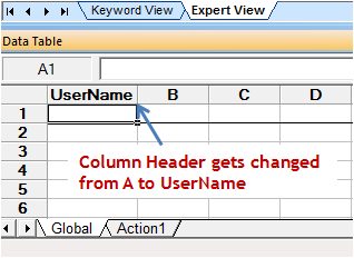 Changing Column Header in QTP Data Table