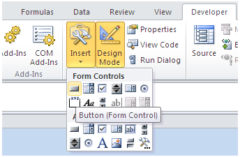 Insert button in batch excel sheet