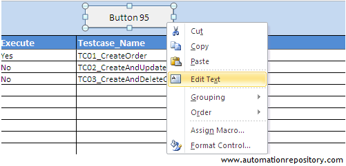 Edit the properties of Execute button