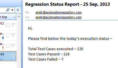 QTP Hybrid Framework - Email based Concise Report