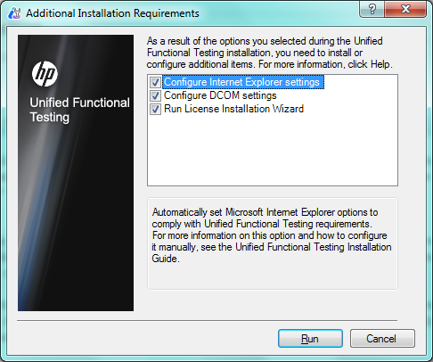 Install UFT 11.5 - Additional Installation Information Screen