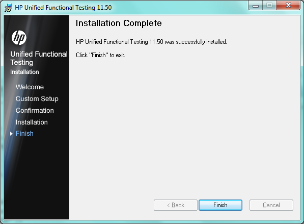 Install UFT 11.5 - Installation Complete Screen