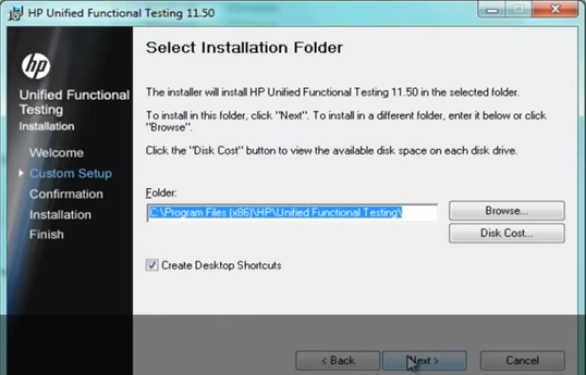 Install UFT 11.5 - Select Installation Folder