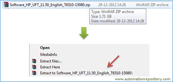 Install UFT 11.5 - unzip the file