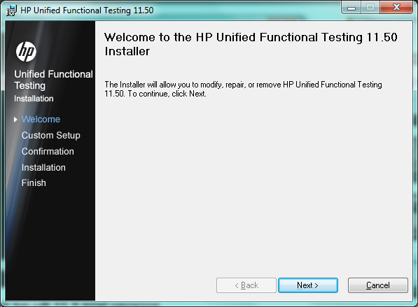 Install UFT 11.5 - Welcome Screen