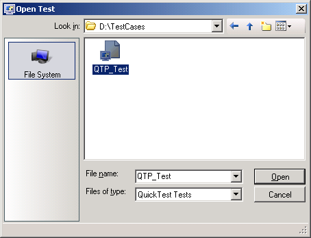 Open Test Dialog Box