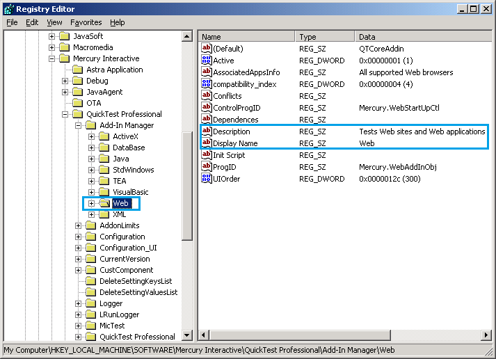 Add-in Details in Windows Registry