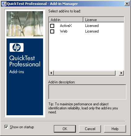 QTP Add-in Manager Screen