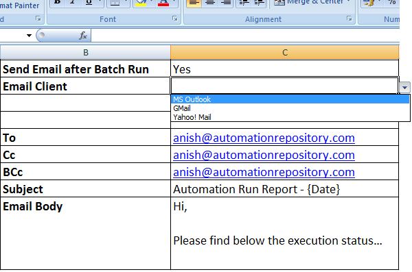 QP Hybrid Framework - Email Configuration