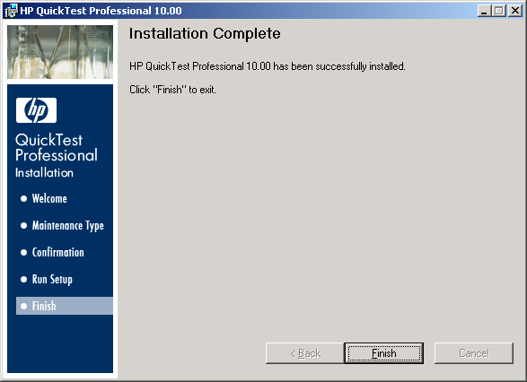 QTP Setup Wizard - Installation Complete
