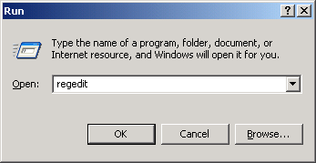 Regedit in Run Dialog Box