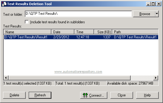 Test Results Folder added in Test Results Deletion Tool