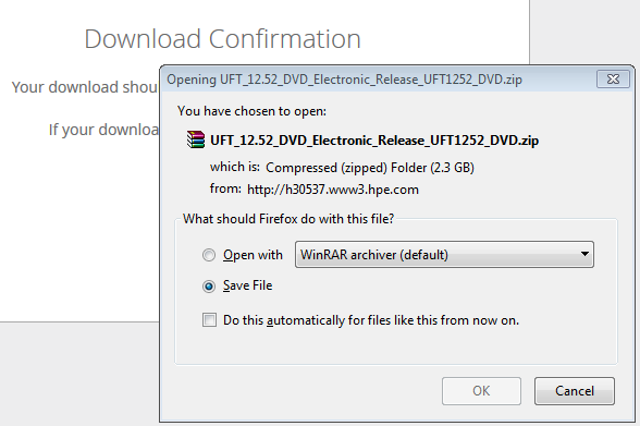 UFT 12.52 - Download Confirmation